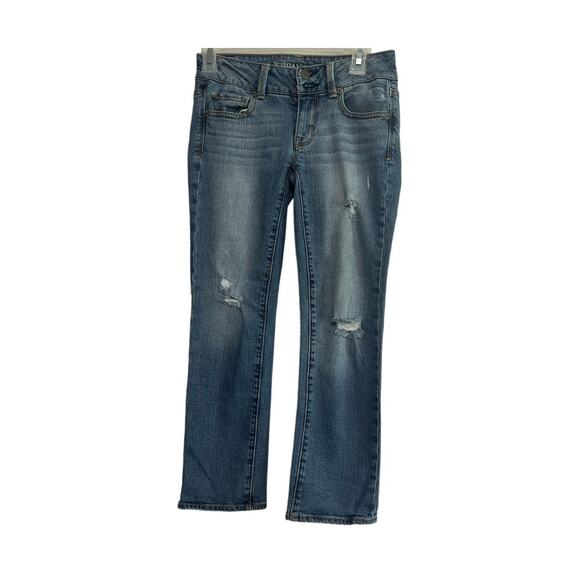 American Eagle Womens Artist Crop Stretch Blue Jeans Size 00 Regular Denim - Picture 1 of 3